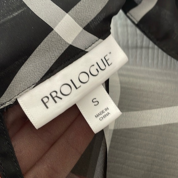 Prologue Sheer Windowpane Turtle Neck Blouse - Picture 3 of 6